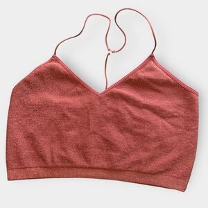 Shimmer Halter Bralette Rust Brown Red Metallic Festival Bra Top Size Large